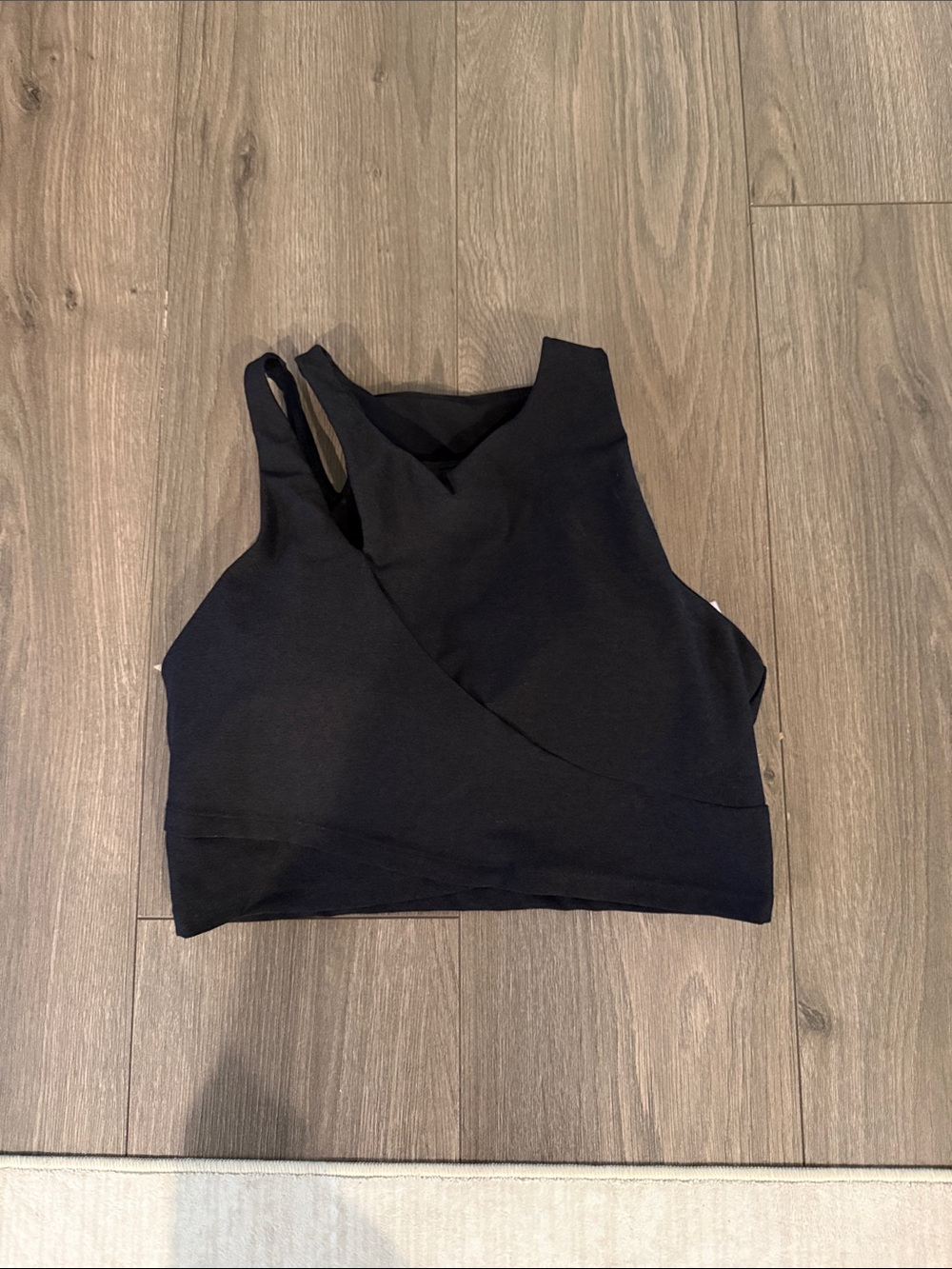 Black Women's Wrap-Style Crop Tank Top